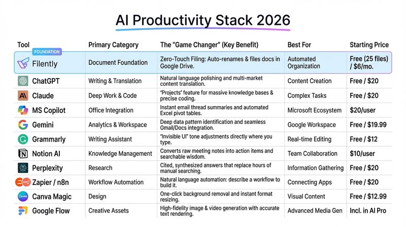 11 Best AI Productivity Tools 2026 — Comparison Overview